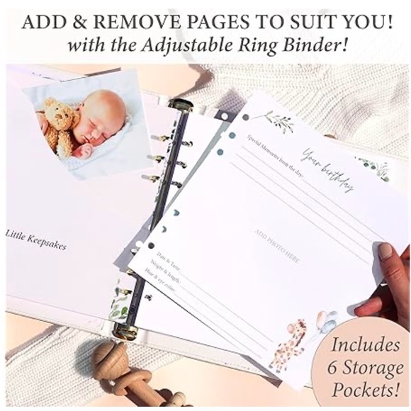 Adjustable Ring Binder Baby Memory Book - Picture 2 of 8